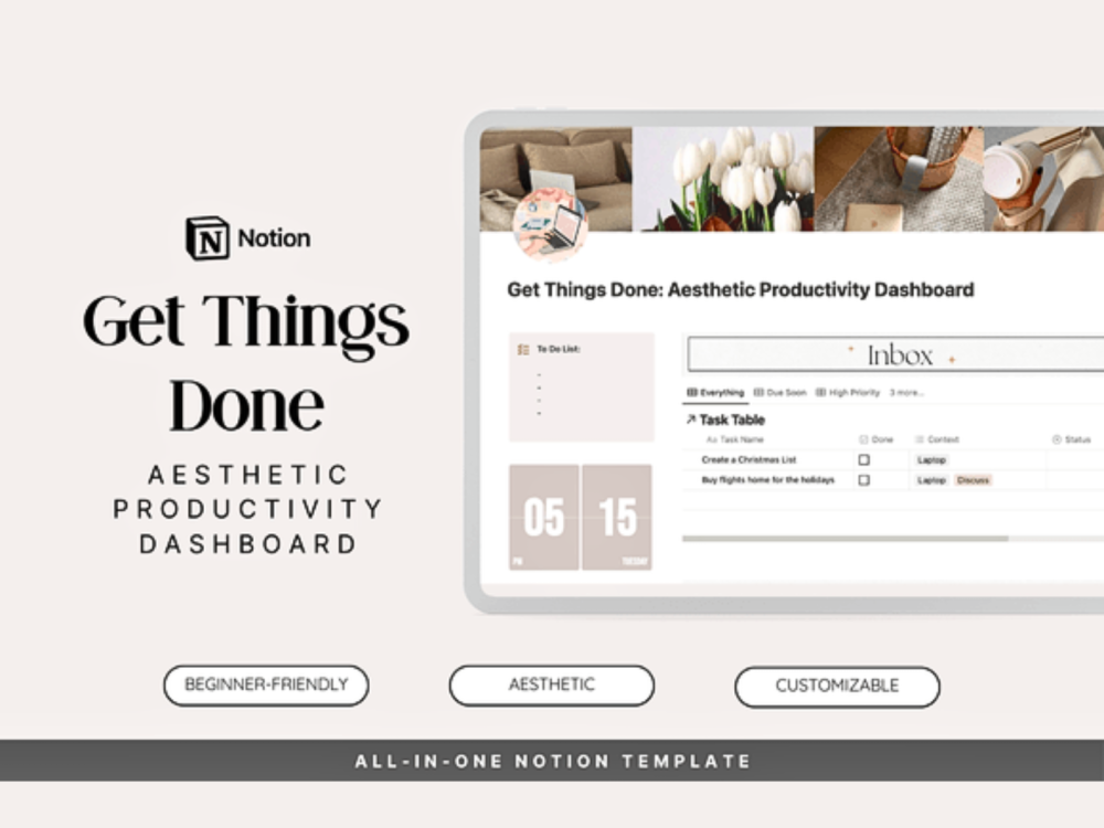 GTD Aesthetic Productivity Notion Plan
