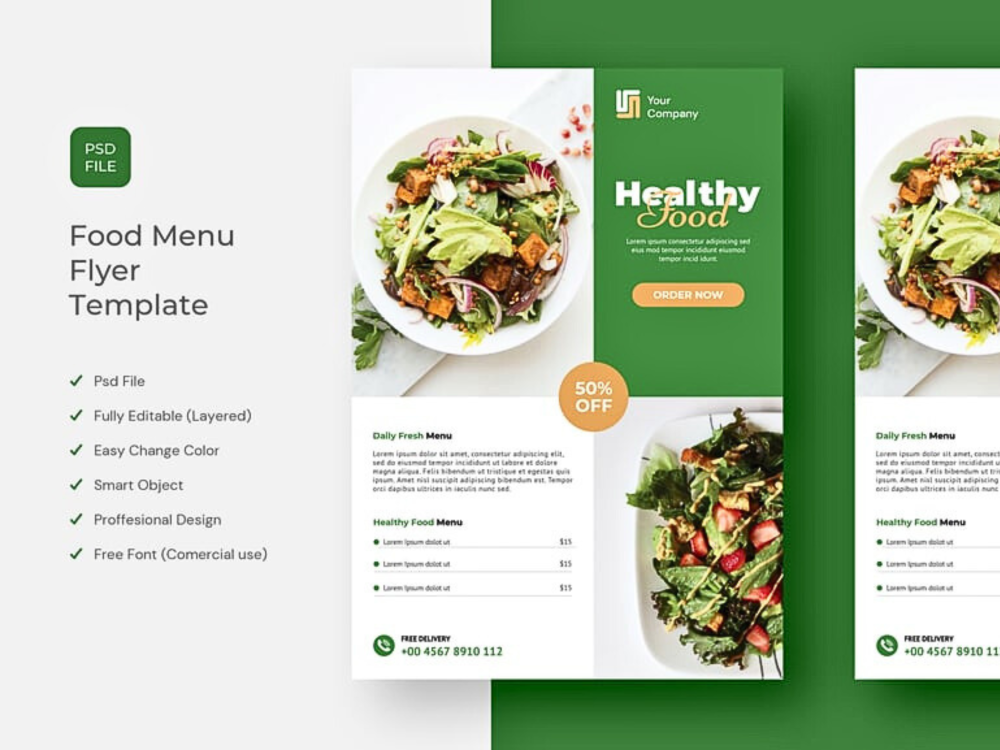 Healthy Food Menu Flyer