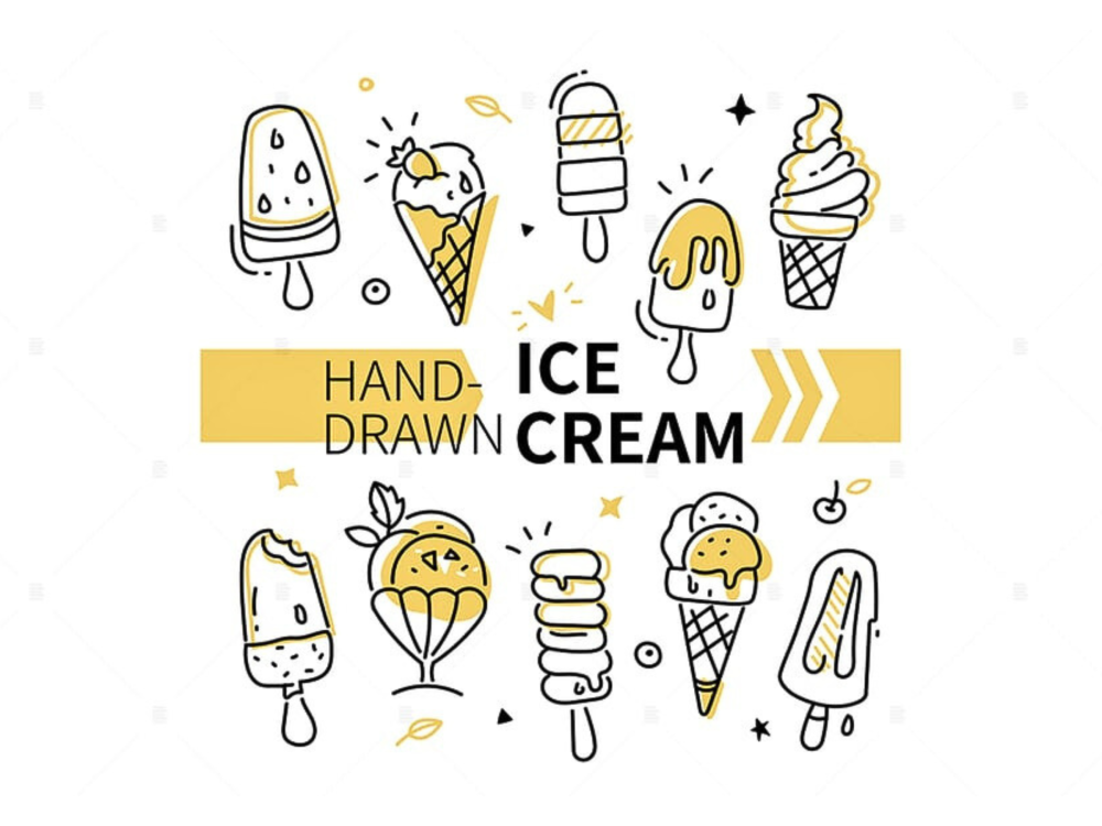 Hand-drawn ice cream collection - set of elements
