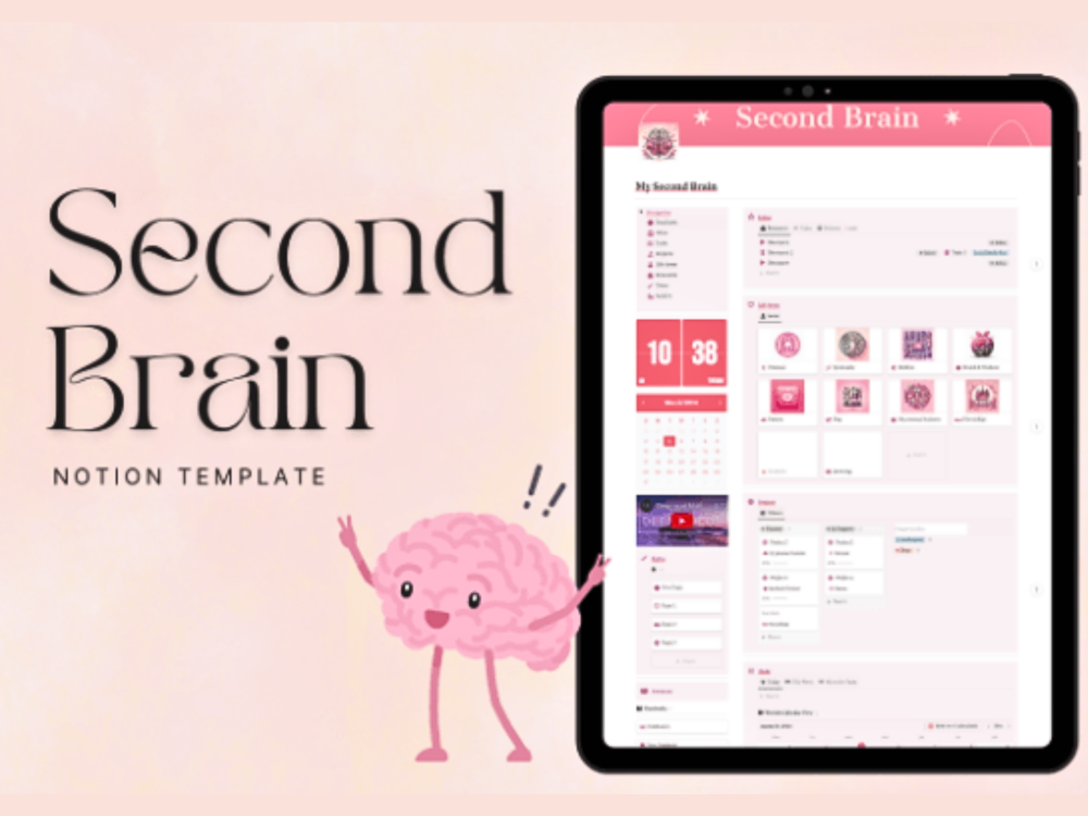 Aesthetic Pink Second Brain Notion