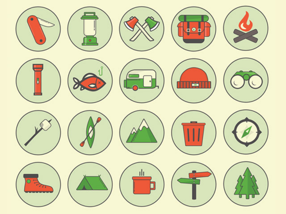 Camping Outdoor Icons (PSD)