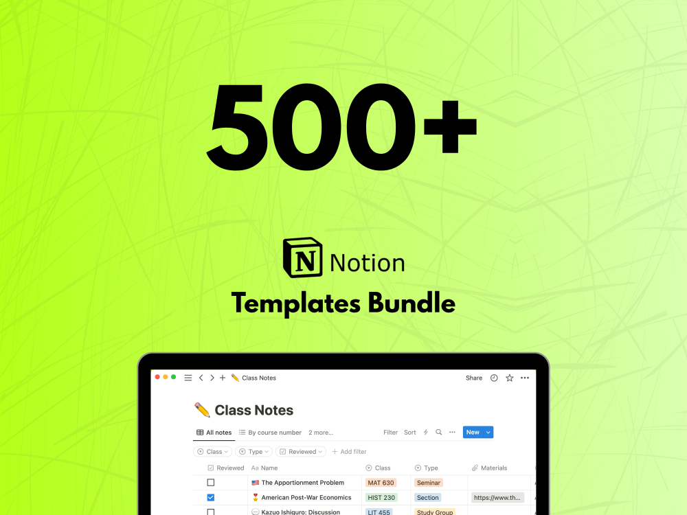 500+ Notion Templates Bundle
